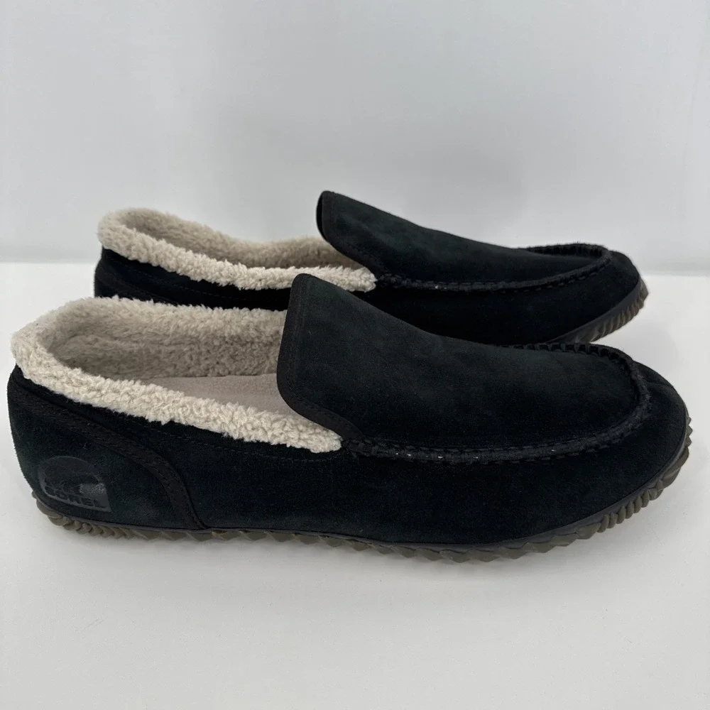 SOREL Mens Dude Moc‎ Slipper - Black Suede Men's Size 13 Vulcanized Rubber Sole